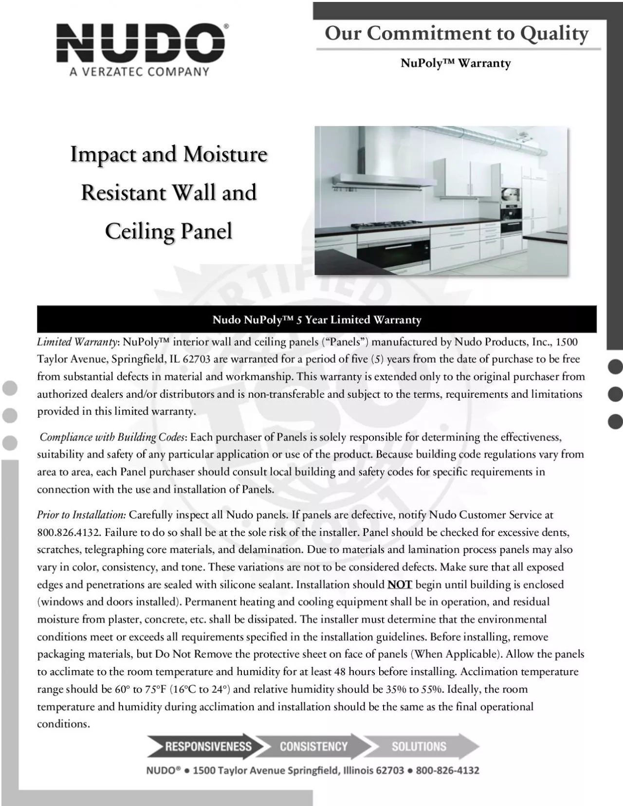 PDF-PanelsYear Limited Warranty Limited Warranty: NuPoly interior wall