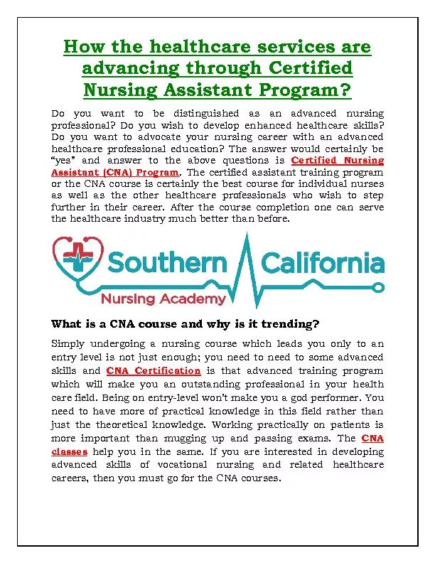 Certified Nursing Assistant (CNA) Program/Nurse Assistant Training Program (NATP) at Southern California Nursing Academy