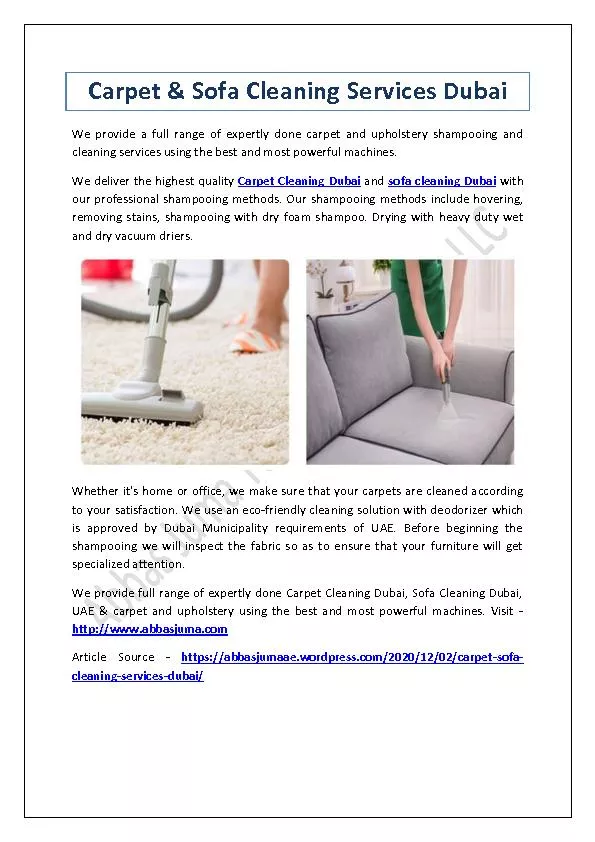 Carpet & Sofa Cleaning Services Dubai