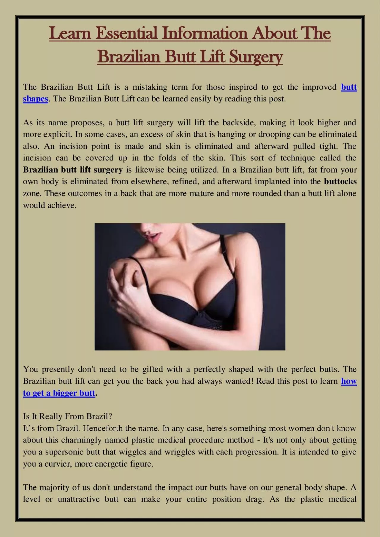 PDF-Learn Essential Information About The Brazilian Butt Lift Surgery