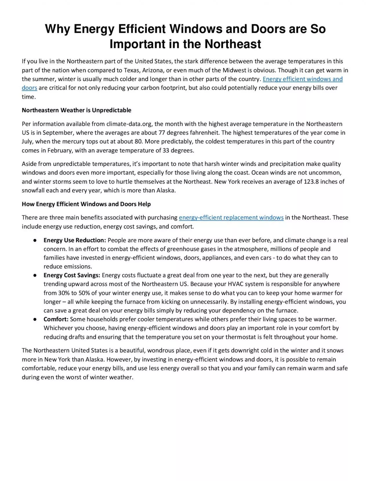 PDF-Why Energy Efficient Windows and Doors are So Important in the Northeast