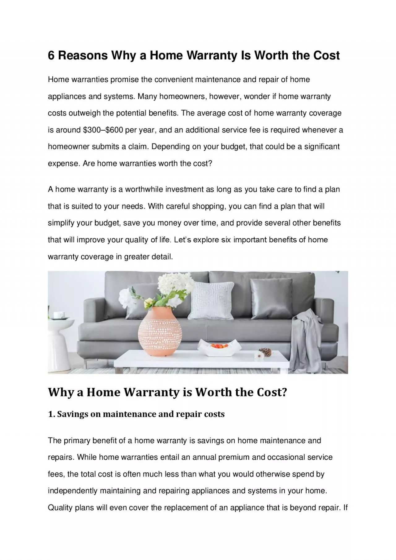 PDF-6 Reasons Why a Home Warranty Is Worth the Cost