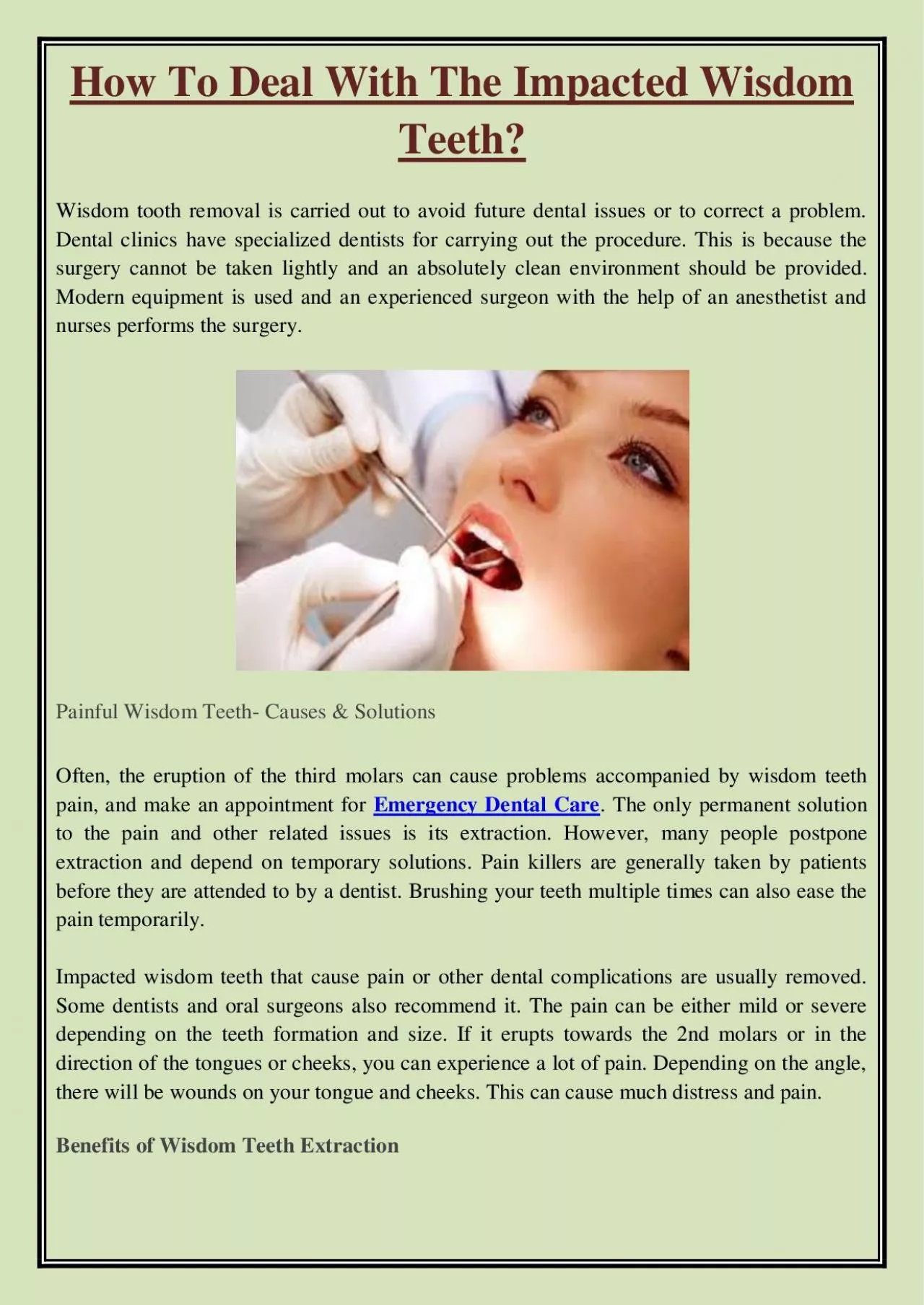 PDF-How To Deal With The Impacted Wisdom Teeth?