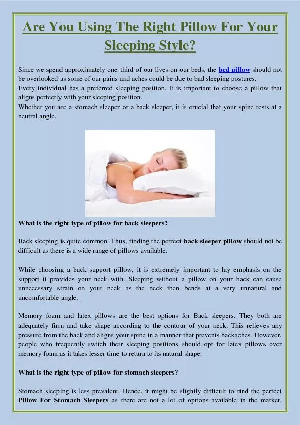 Are You Using The Right Pillow For Your Sleeping Style?