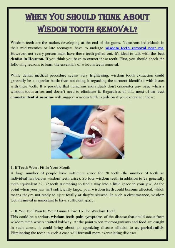 When You Should Think About Wisdom Tooth Removal?