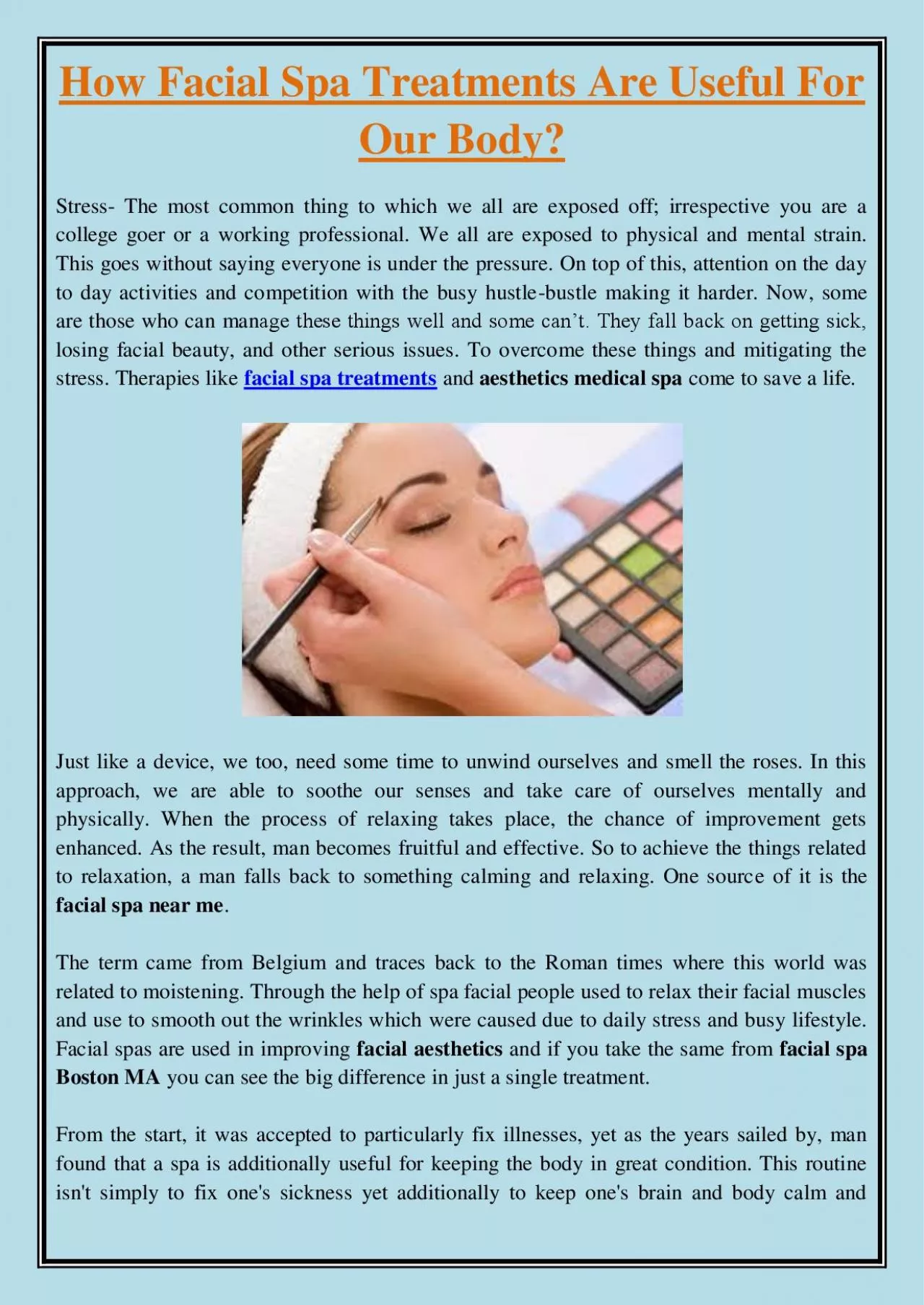 PDF-How Facial Spa Treatments Are Useful For Our Body?