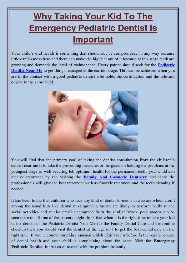Why Taking Your Kid To The Emergency Pediatric Dentist Is Important