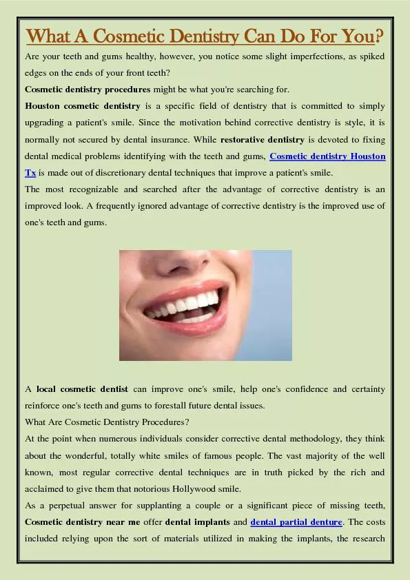 What A Cosmetic Dentistry Can Do For You?