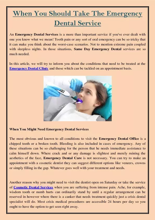 When You Should Take The Emergency Dental Service