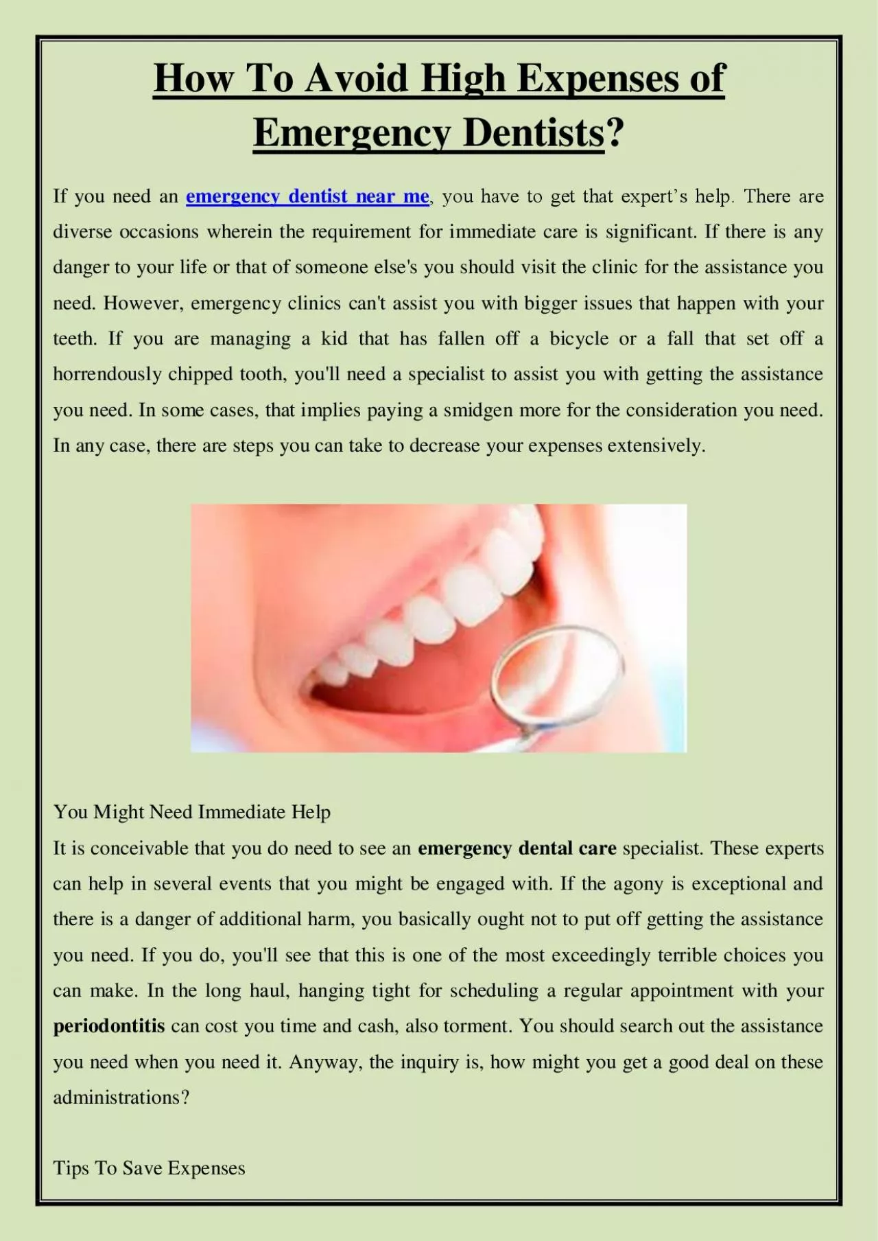 PDF-How To Avoid High Expenses of Emergency Dentists?