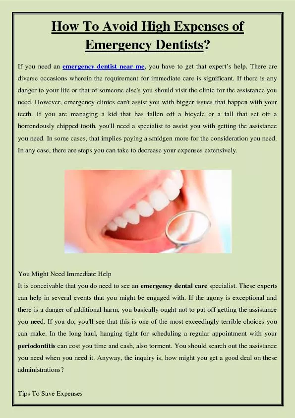 How To Avoid High Expenses of Emergency Dentists?