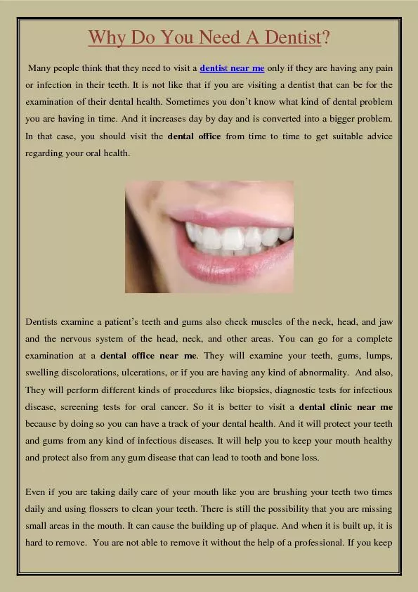 Why Do You Need A Dentist?