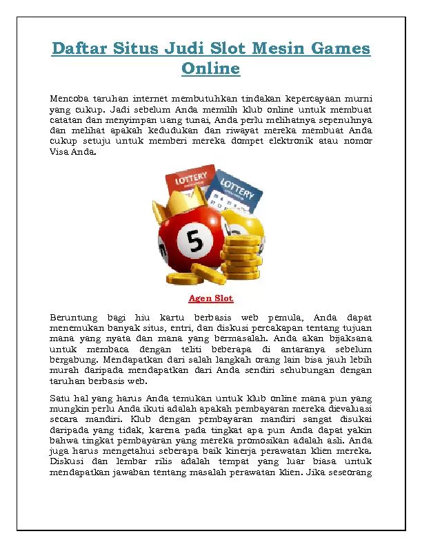 Daftar Situs Judi Slot Mesin Games Online