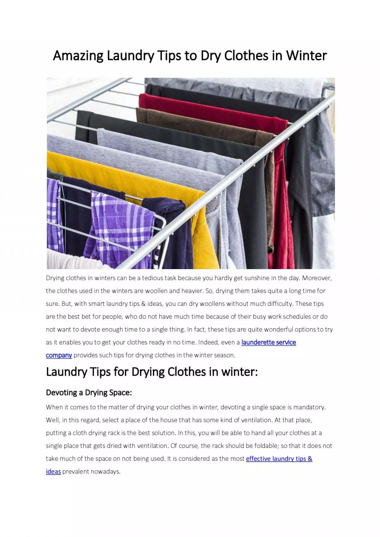 PDF-Amazing Laundry Tips to Dry Clothes in Winter - Hello Laundry