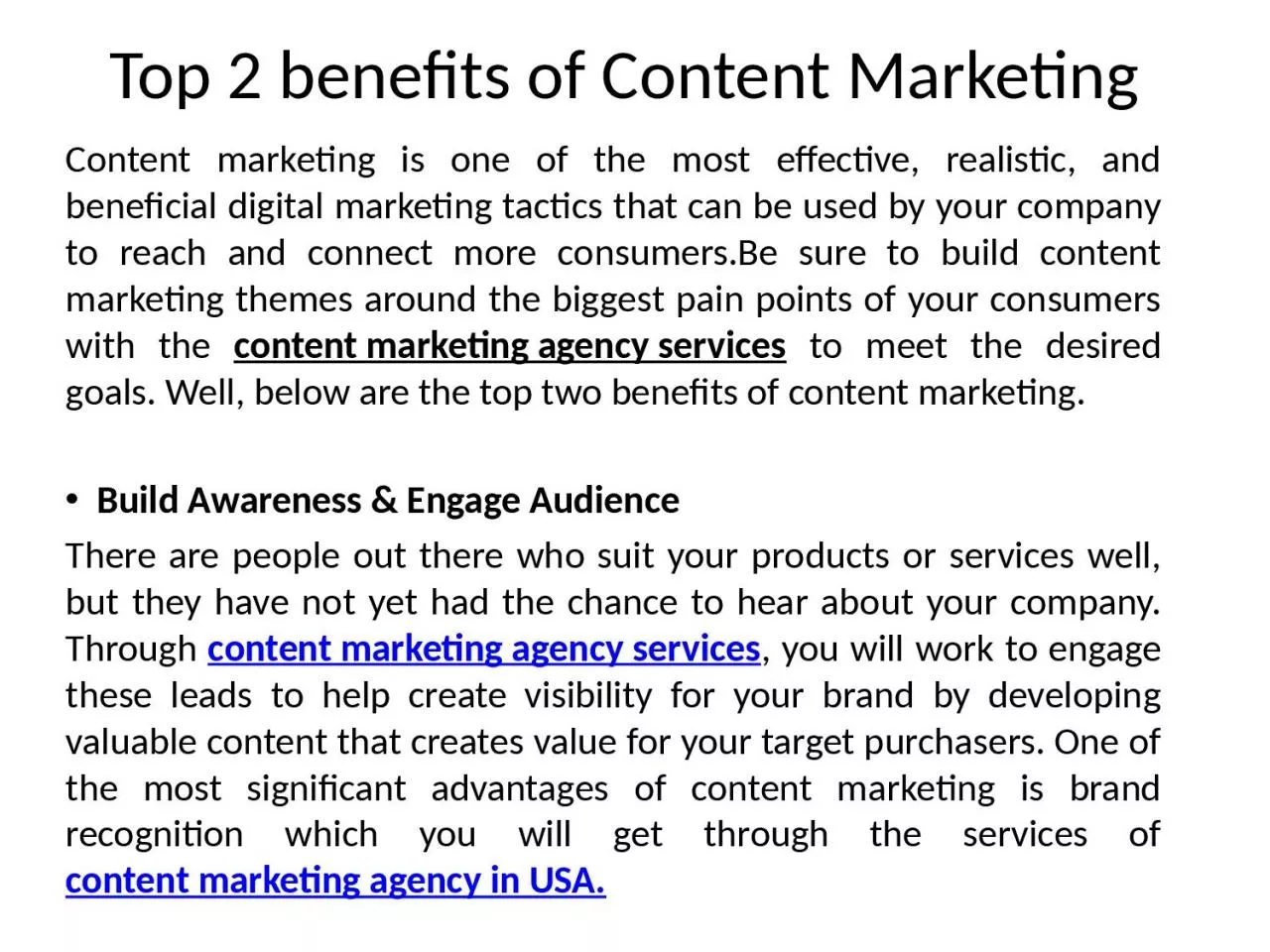 PPT-Top 2 benefits of Content Marketing