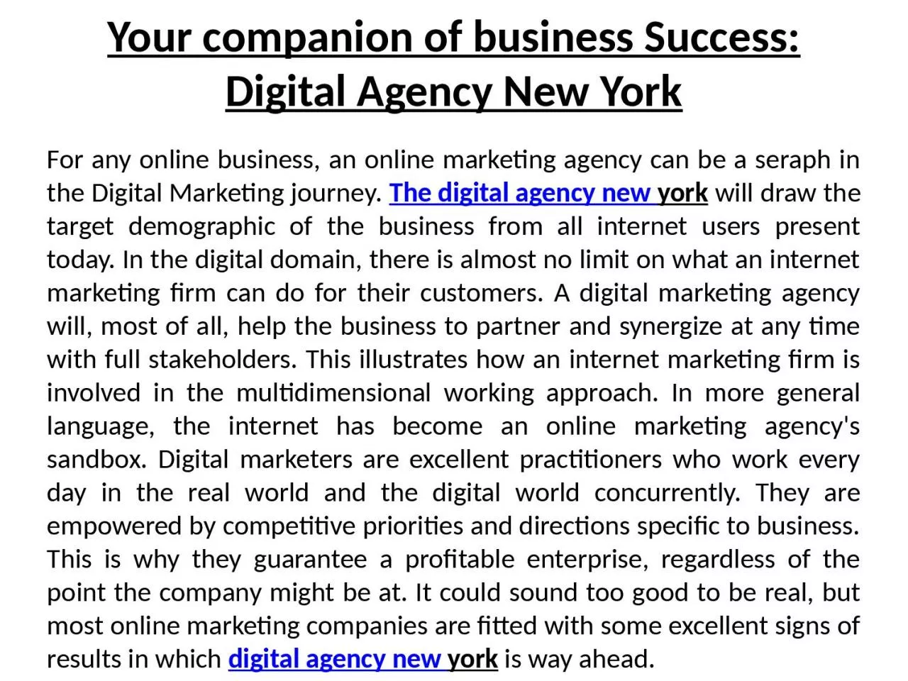 PPT-Your companion of business Success: Digital Agency New York