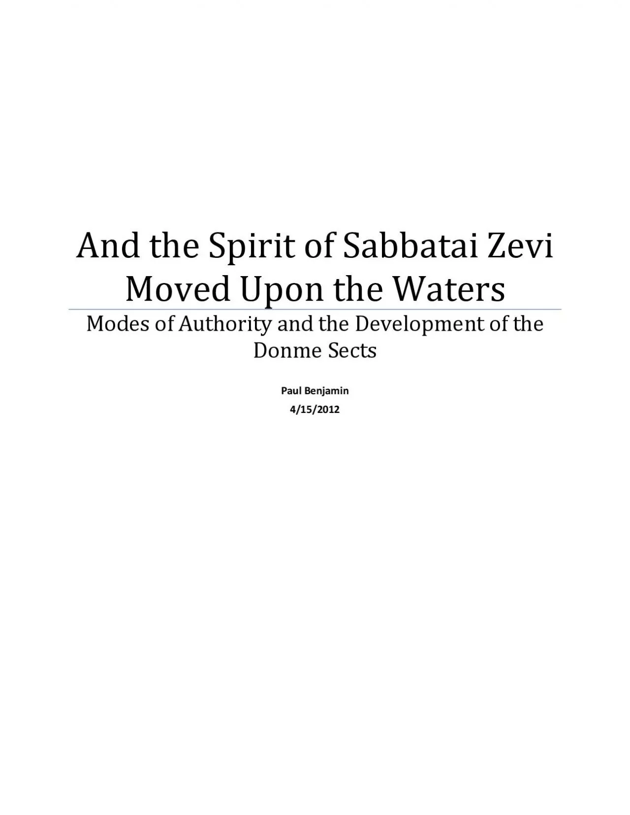 PDF-Benjamin 2 The conversion of the purported Jewish messiah Sabbatai Ze