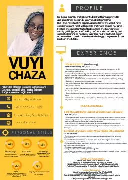 VUYI CHAZAEXPERIENCEVISALS Y VUYI MANGING DIRETOR July 2016 - pesent-