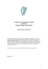 Evaluation of Organisations unded under the Emigrant S