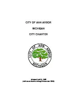 CITY OF ANN ARBORMICHIGANCITY CHARTERAdopted April 9, 1956(with amendm