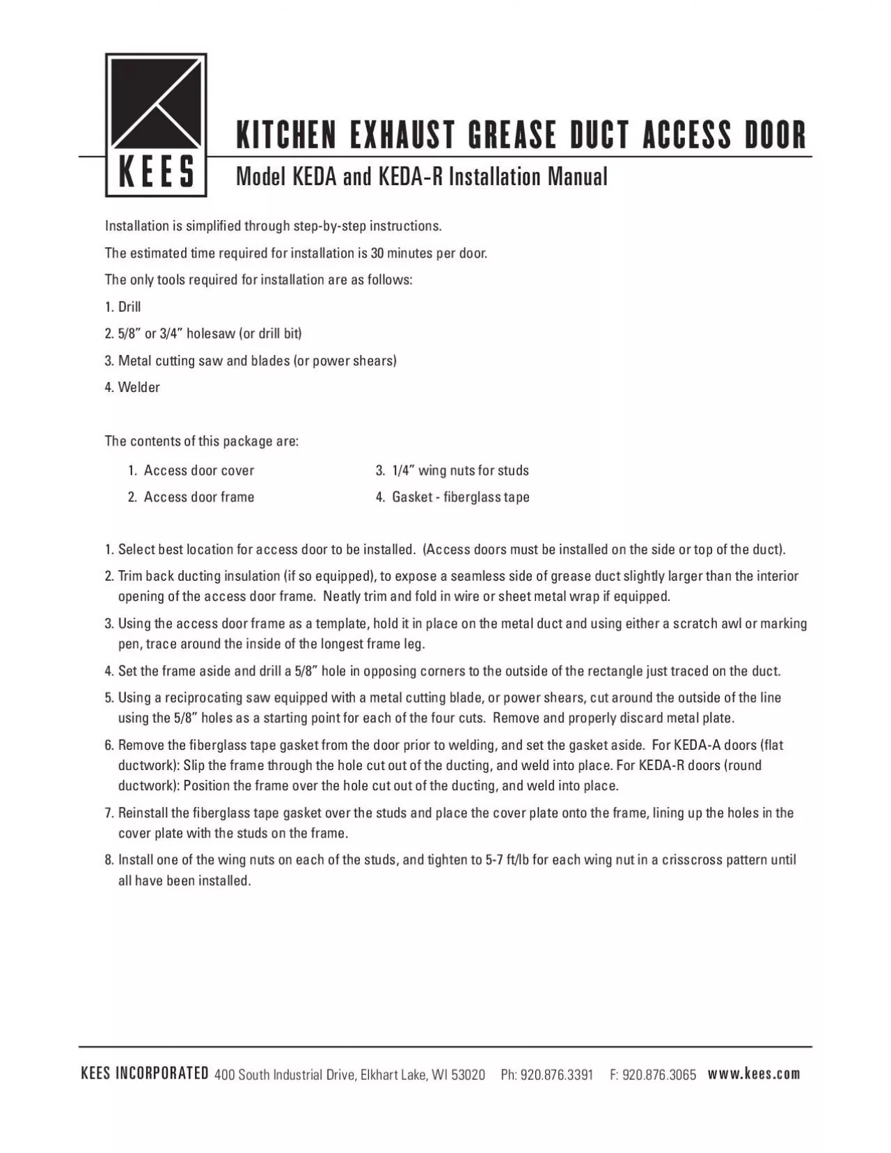 PDF-KITCHEN EXHAUST GREASE DUCT ACCESS DOOR