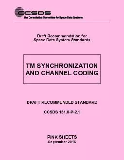 Draft Recommendation for Space Data System Standards TM SYNCHRONIZATIO