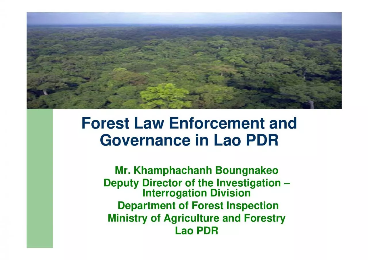 PDF-Forest Law Enforcement and Governance in Lao PDRDeputy Director of the