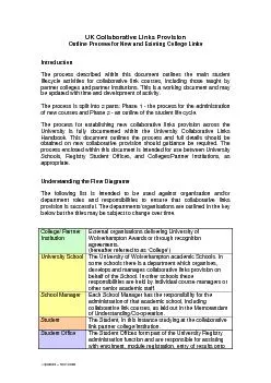 UK Collaborative Links Provision Outline Process for New and Existing