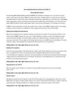 Journalof Optical Society of America A(JOSA ) Tutorial Review Criteria