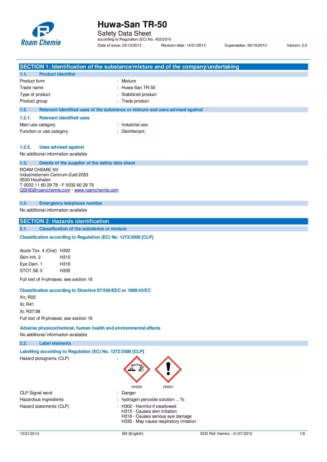 PDF-Huwa-San TR-50 Safety Data Sheet