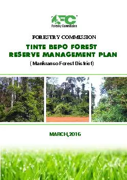 RESERVE MANAGEMENT PLAN( Mankranso Forest District)MARCH,2016