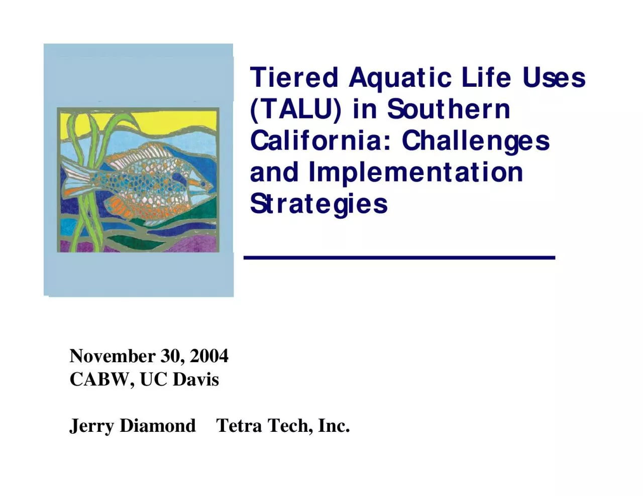 PDF-Tiered Aquatic Life Uses (TALU) in Southern