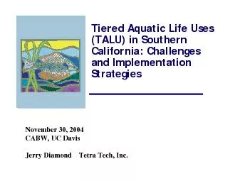 Tiered Aquatic Life Uses (TALU) in Southern