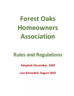 Forest Oaks Homeowners Association