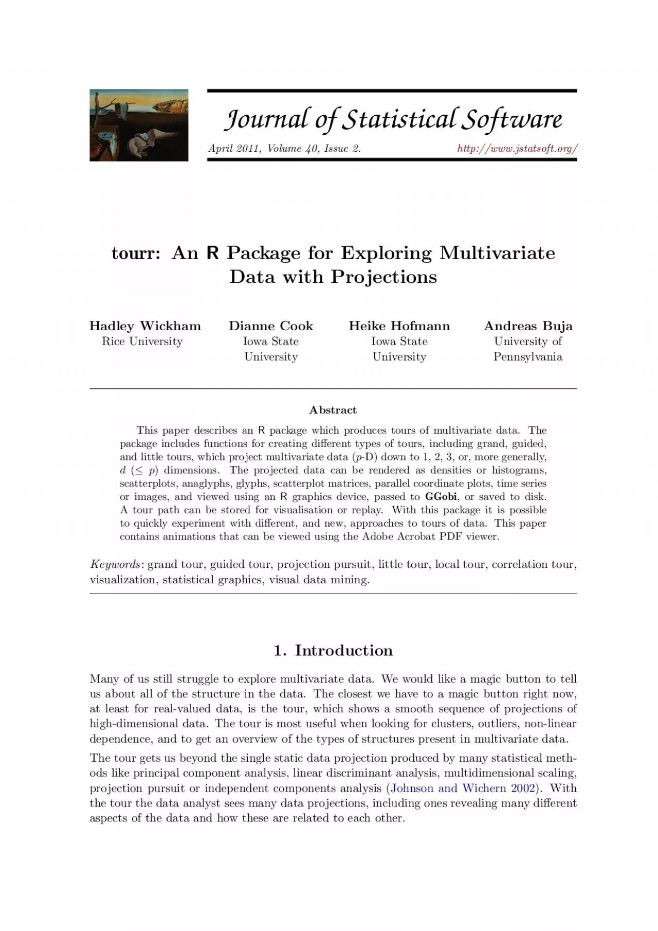 PDF-2tourr:ExploringMultivariateDatawithProjectionsinRTherehavebeennumerou