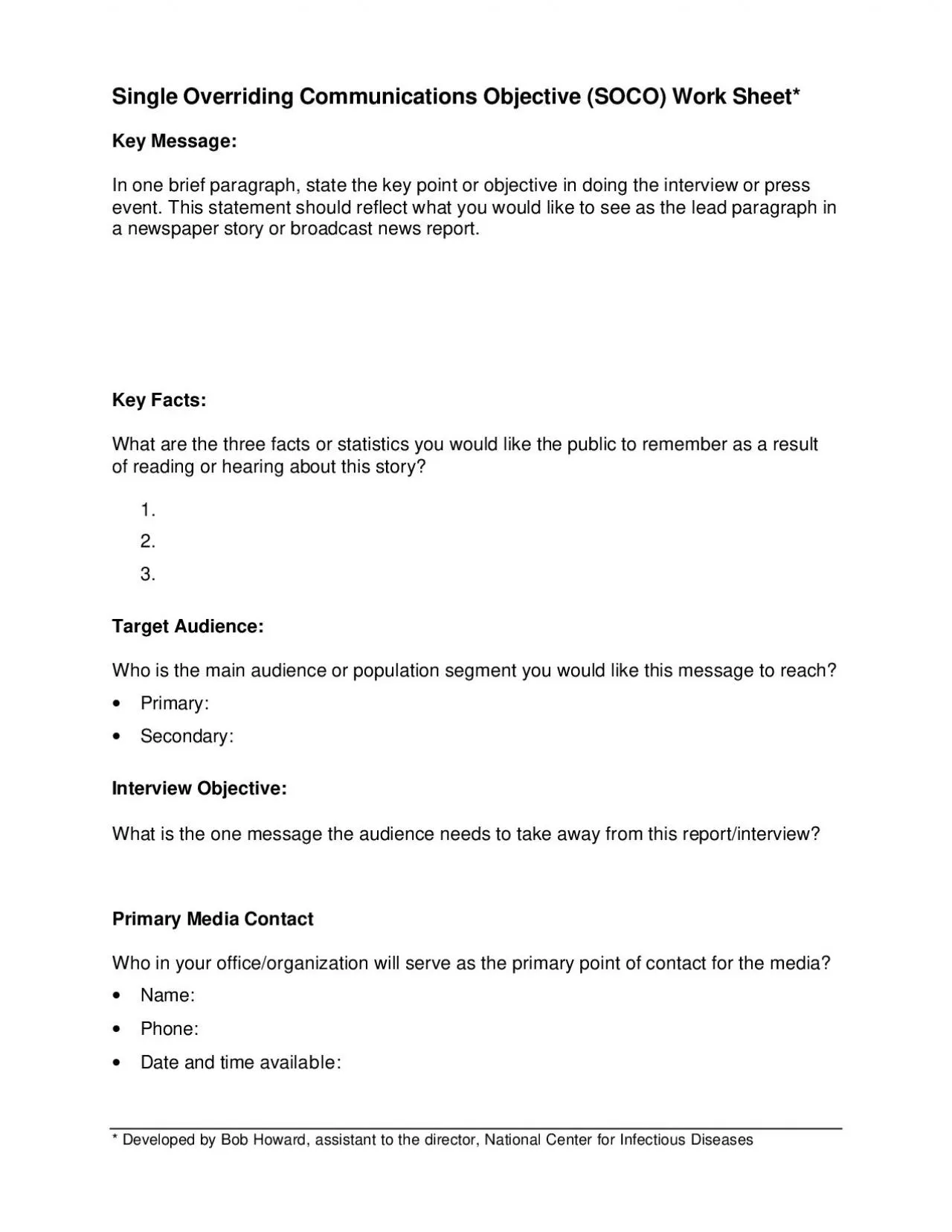 PDF-Single Overriding Communications Objective (SOCO) Work Sheet* * Develo