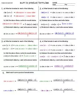 TRIGONOMETRYsum to product formulasNAME____________________ Date______