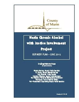 Marin Chronic Alcohol with Justice Involvement Project  TABLE OF CONTE