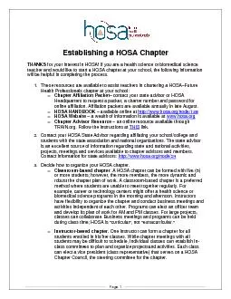 Establishing a HOSA ChapterTHANKS for your interest in HOSAIf you are