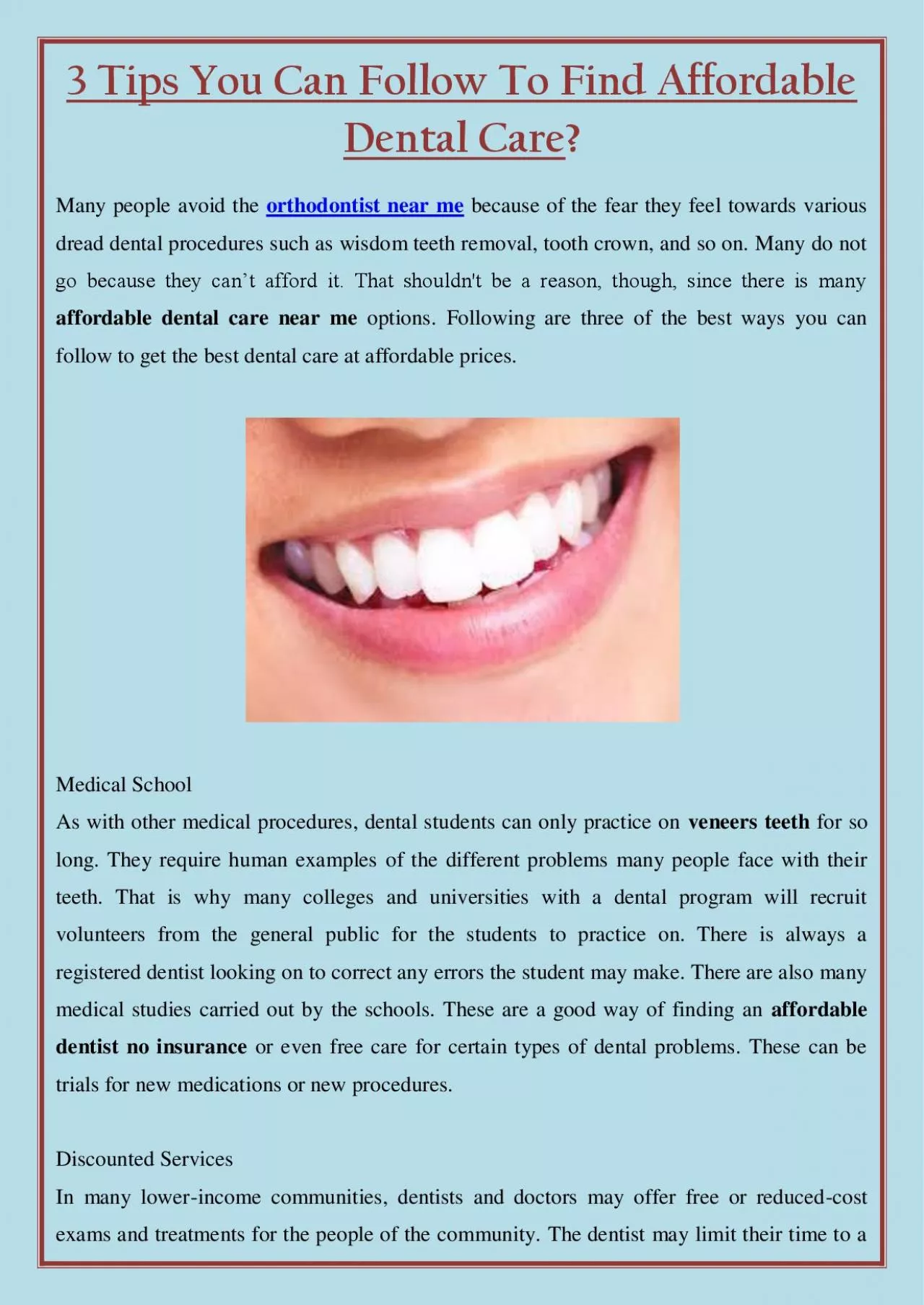 PDF-3 Tips You Can Follow To Find Affordable Dental Care?