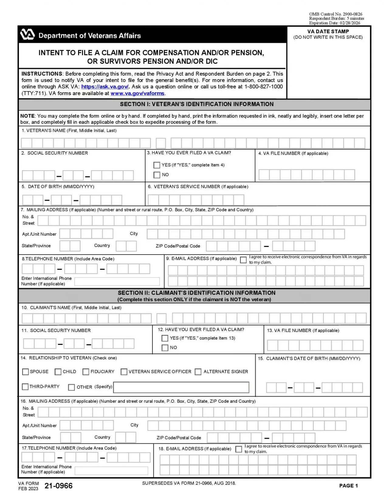 PDF-IMPORTANT: VA may not be able to use this form to establish an effecti