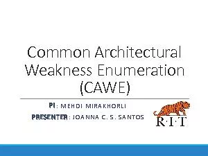 Common Architectural Weakness Enumeration (CAWE)