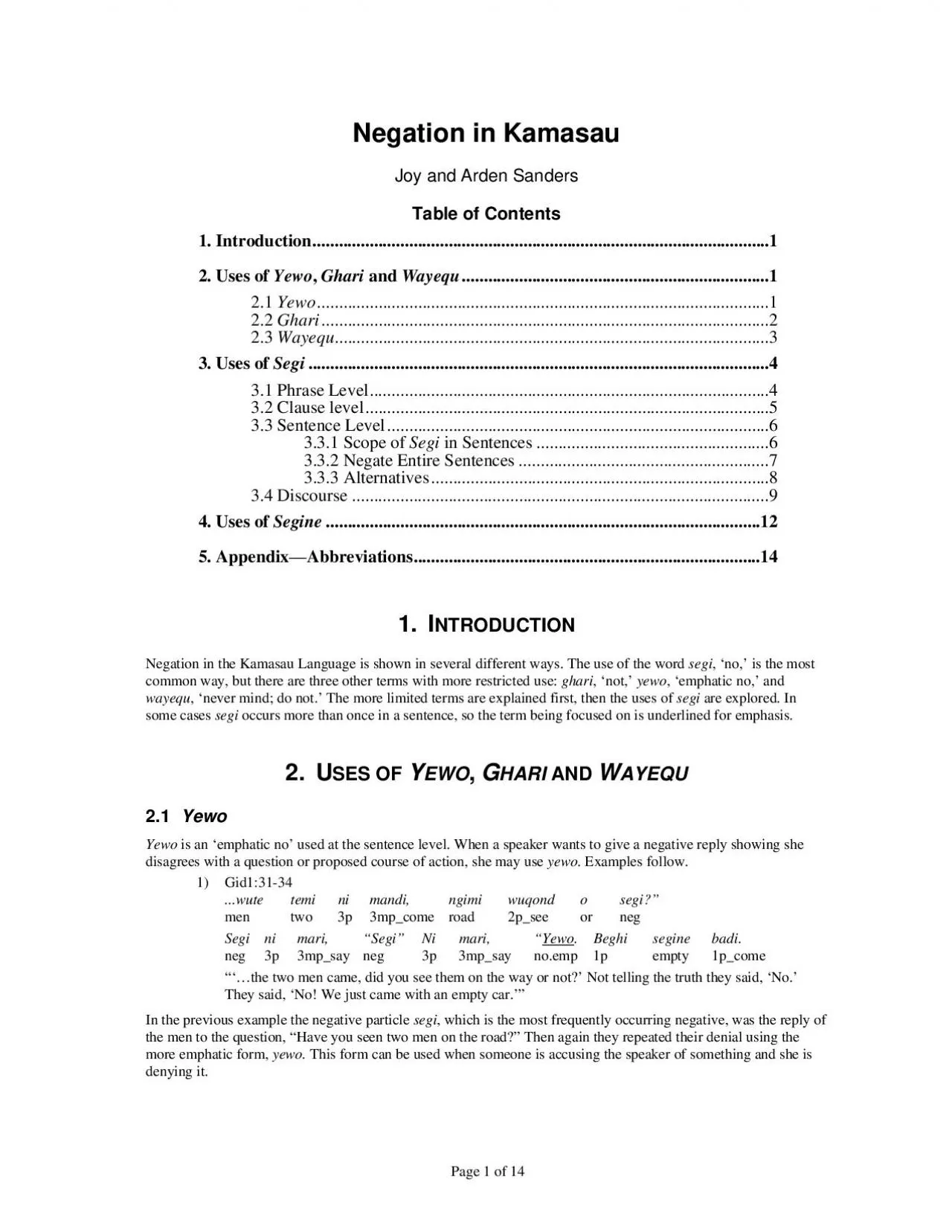 PDF-Negation in Kamasau Page 3 of 14 segi.doc, March 12, 1994 The next ex