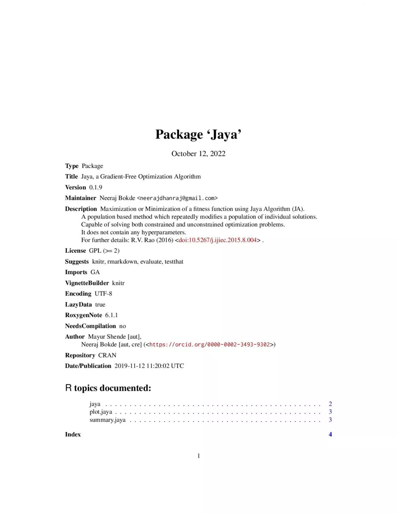 PDF-Package`Jaya'November12,2019TypePackageTitleJaya,aGradient-FreeOptimiz