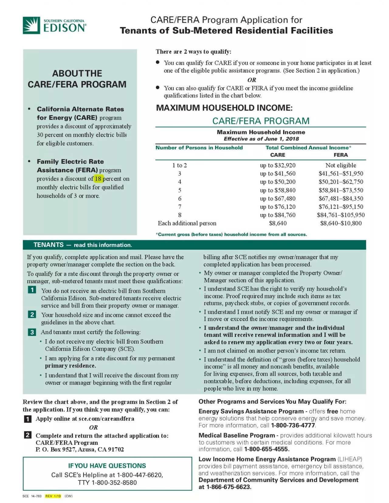 PDF-CARE/FERA Program Application for