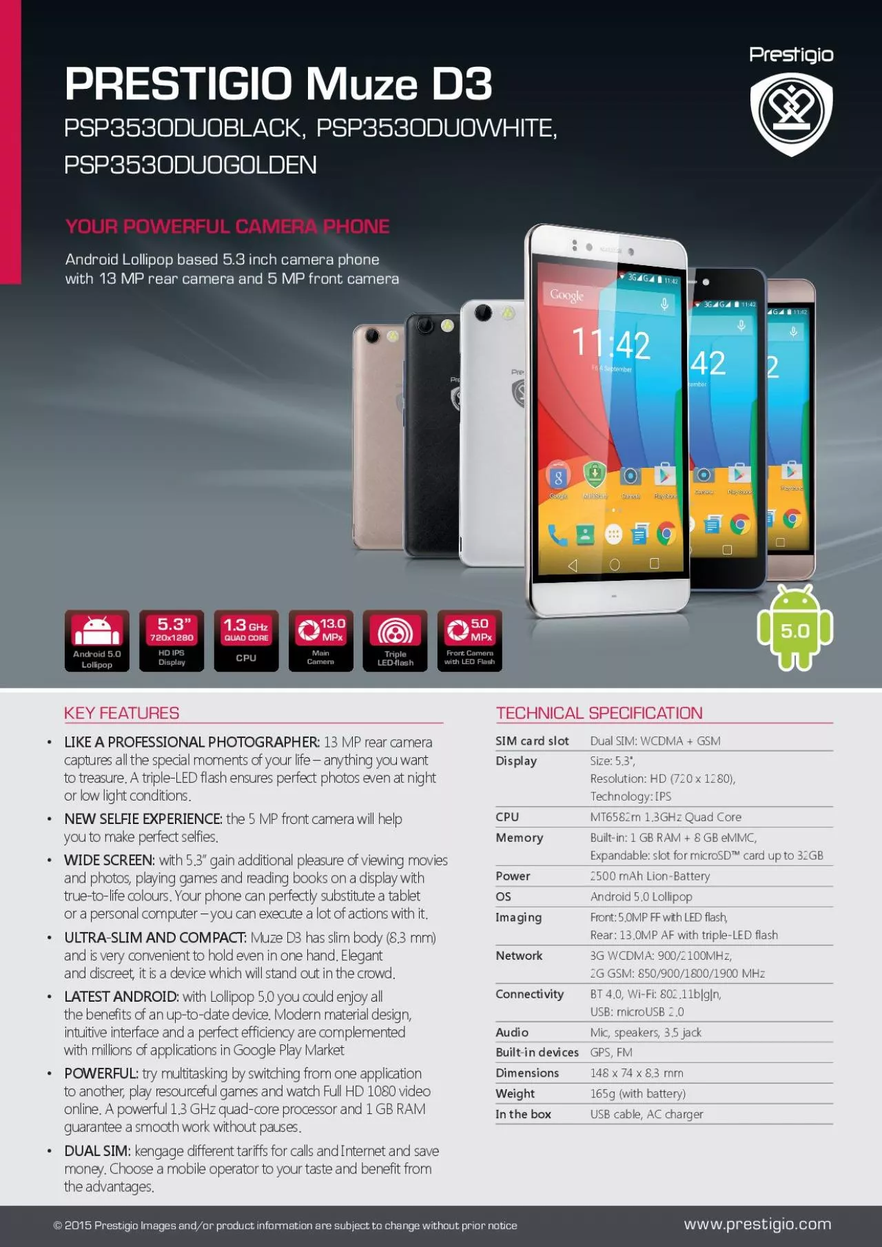 PDF-Android Lollipop based 5.3 inch camera phone with 13 MP rear camera an