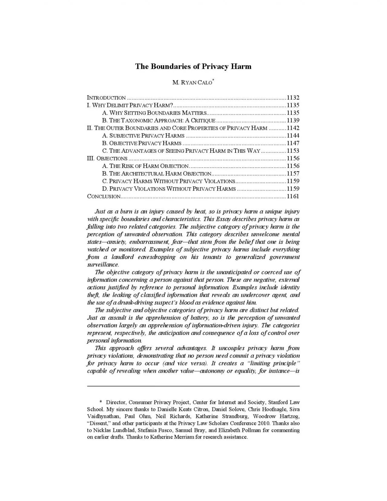 PDF-The Boundaries of Privacy Harm ALONTRODUCTION ........................