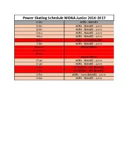 Power Skating Schedule WORA Junior 2016