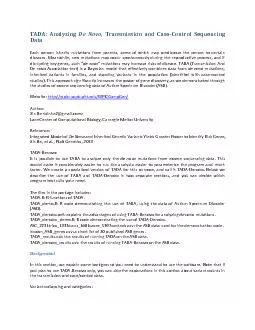 TADA: Analyzing De Novo, Transmission and CaseControl Sequencing DataE