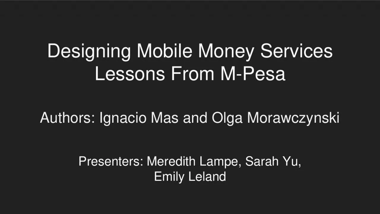 PDF-Designing Mobile Money Services